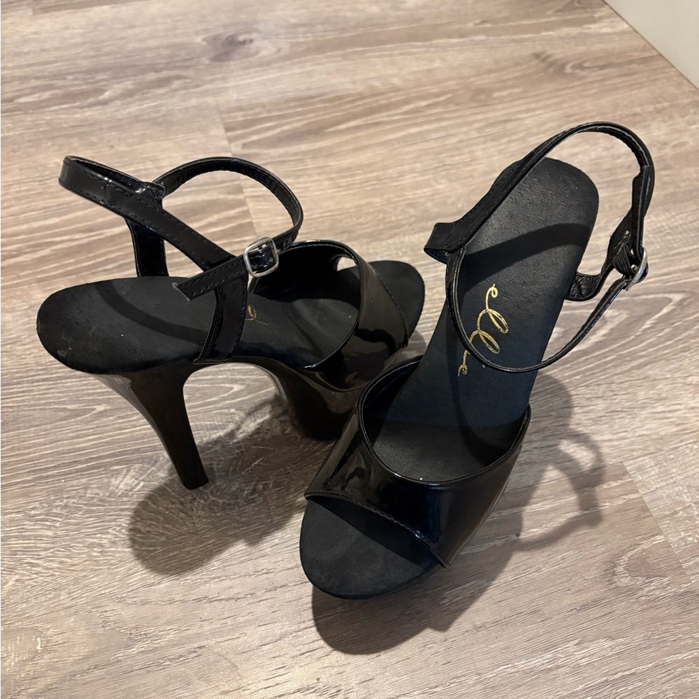 Elle Glossy Black Stiletto Heels